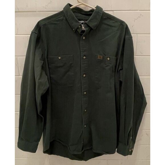 Wrangler Riggs Workwear Shirt Long Sleeve Button Up Men's XL 3W501FG Green - Picture 1 of 7